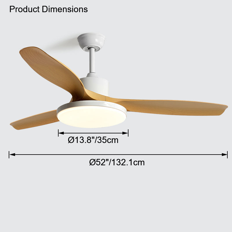 Breckton Ceiling Fan Light – Modern Wood Blade LED Living Room Bedroom Decorative Lighting Fixture Green