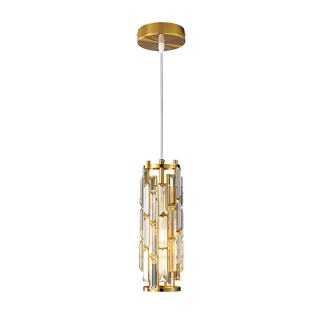 Prismatica Crystal Pendant Light – Cylindrical Kitchen Island Dining Room Chandelier Fixture