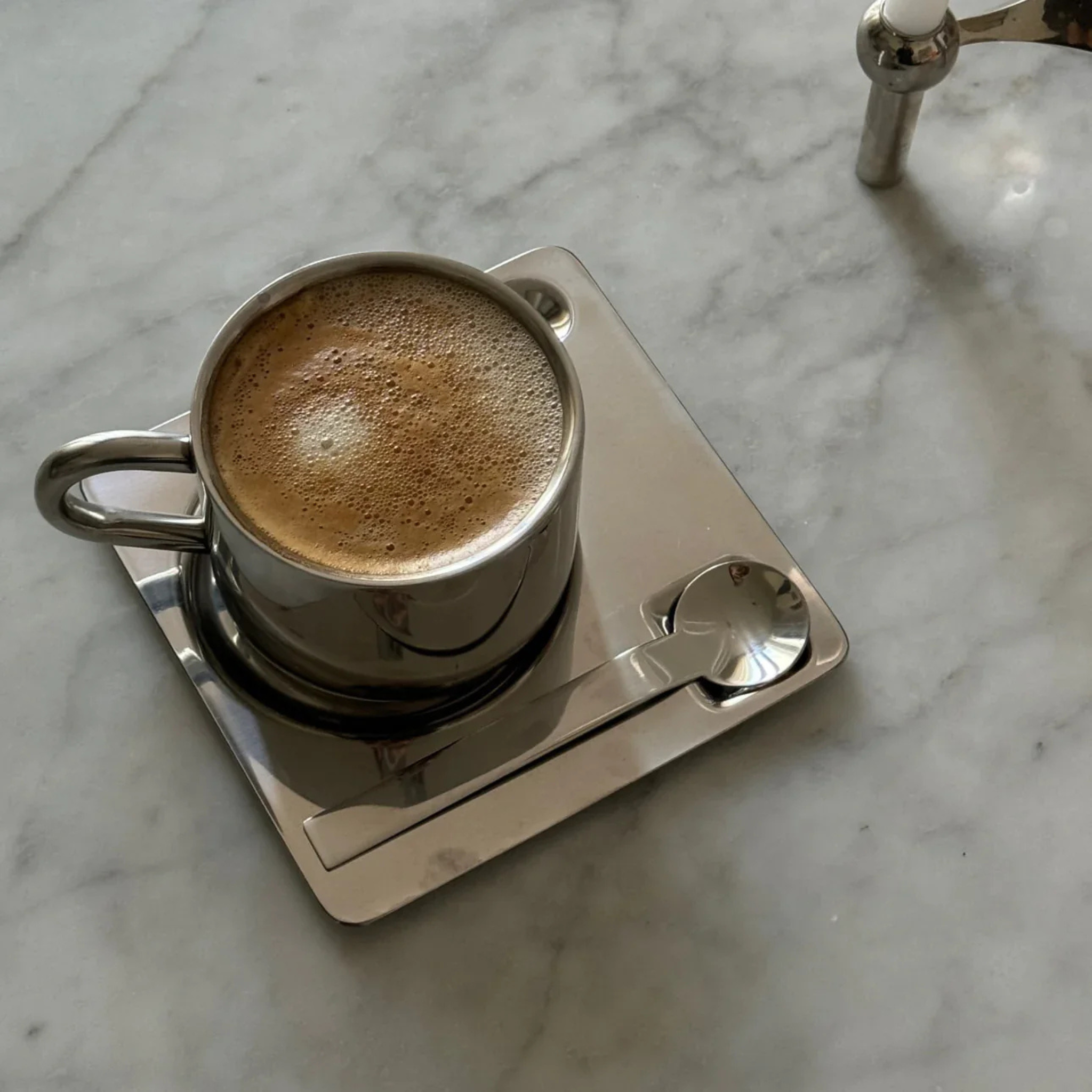 Briston Coffee Cup Set – Stainless Steel Insulated Mug Saucer Spoon Double Wall Gift Set