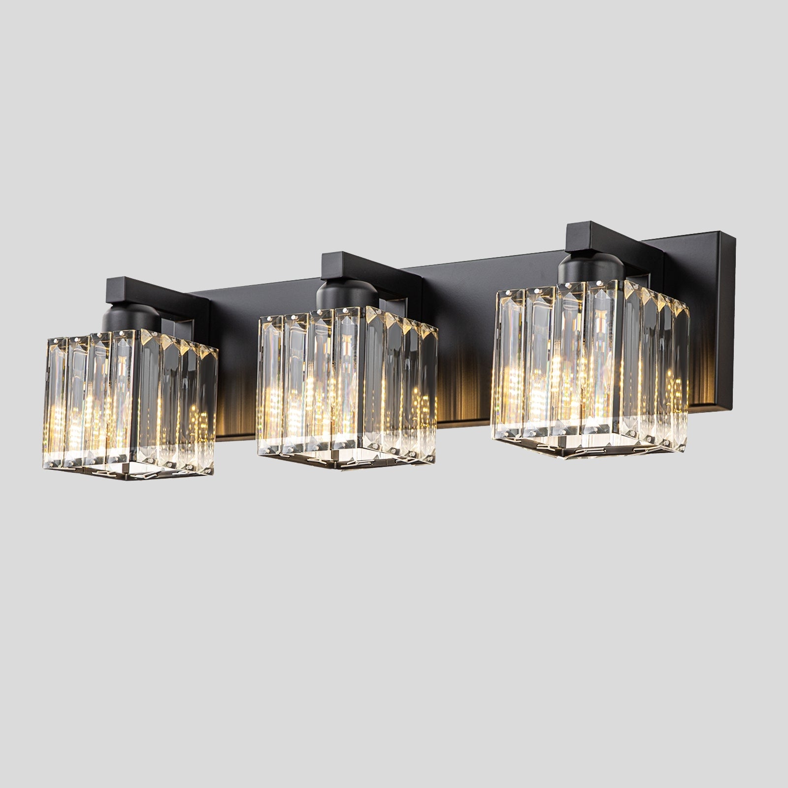 Velmora Crystal Vanity Light – Modern Black Bathroom Mirror Wall Lighting Fixture