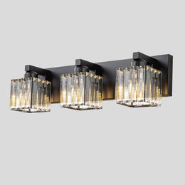 Velmora Crystal Vanity Light – Modern Black Bathroom Mirror Wall Lighting Fixture