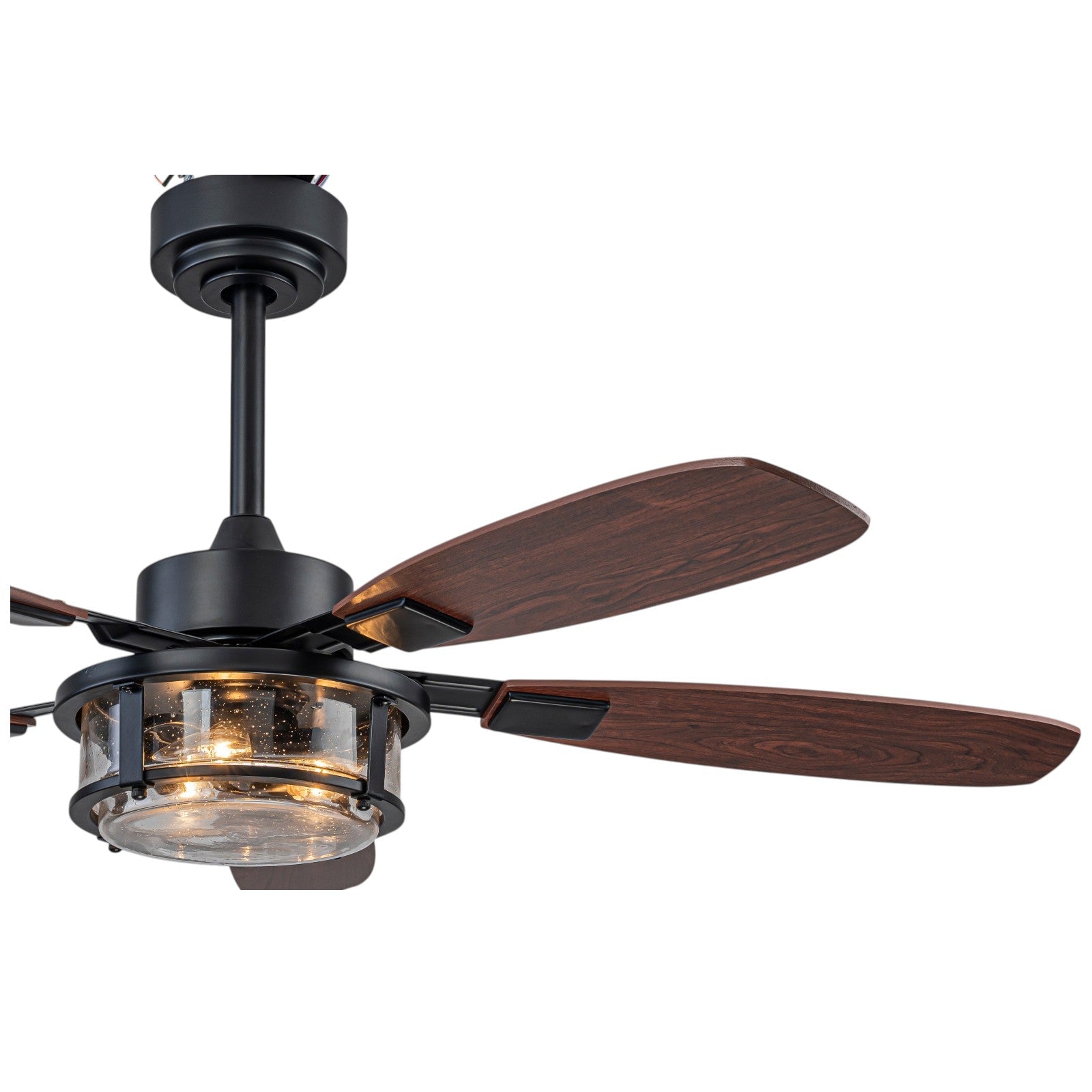 Breckton Industrial Ceiling Fan – Wood Blade Ceiling Fan Light Kit Rustic Farmhouse Five Blade Indoor