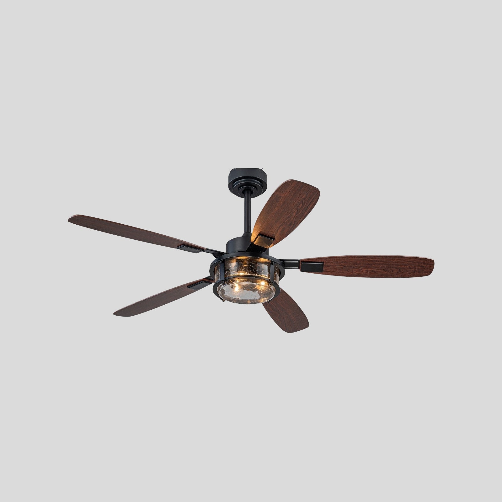 Breckton Industrial Ceiling Fan – Wood Blade Ceiling Fan Light Kit Rustic Farmhouse Five Blade Indoor
