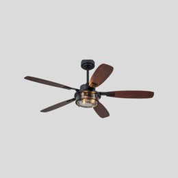 Breckton Industrial Ceiling Fan – Wood Blade Ceiling Fan Light Kit Rustic Farmhouse Five Blade Indoor
