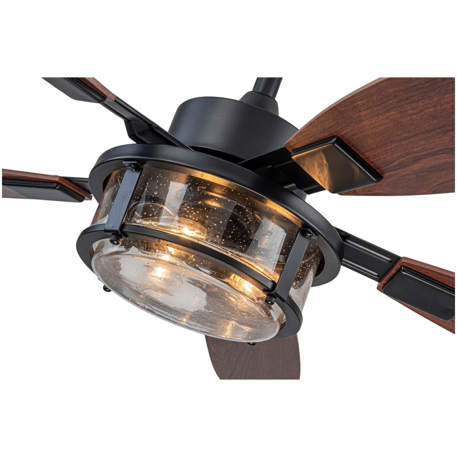Breckton Industrial Ceiling Fan – Wood Blade Ceiling Fan Light Kit Rustic Farmhouse Five Blade Indoor
