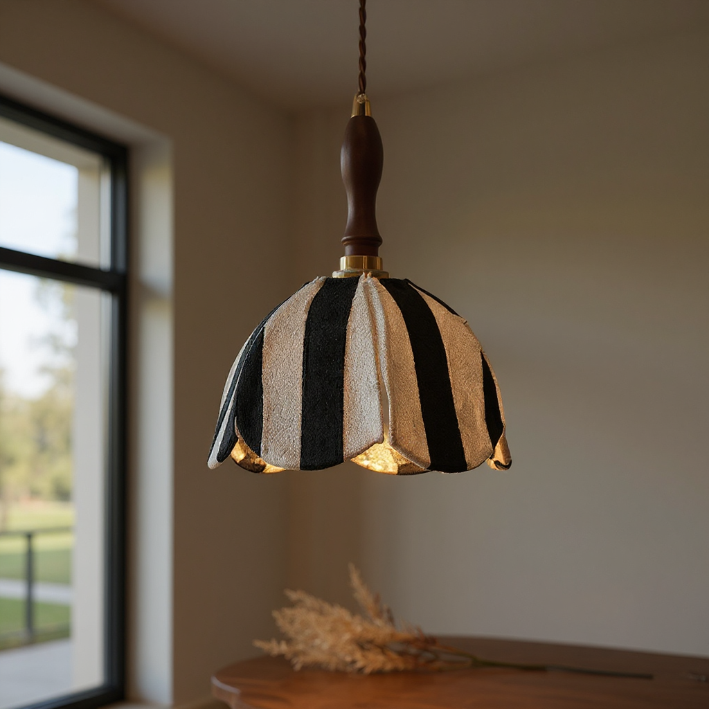 Tulip Stripe Pendant Lamp – Art Deco Stripe Pendant Lighting Fixture