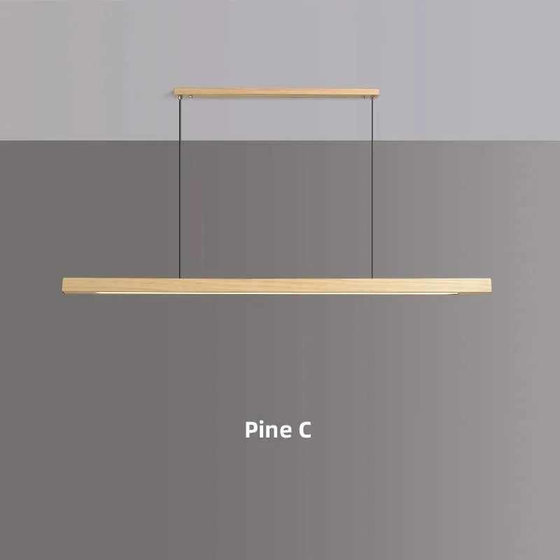 Breckton Linear Pendant Light – Wood Minimalist Kitchen Island Dining Room Table Ceiling Fixture