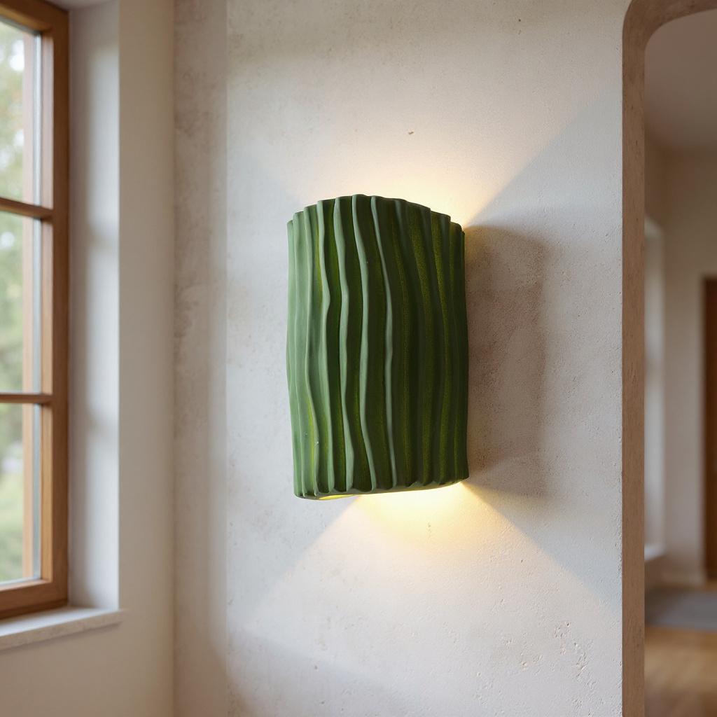 Textured Ceramic Wall Sconce Light – Modern Ripple Design LED Fixture