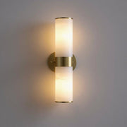 Modern Brass Cylinder Wall Lamp – Dual Frosted Glass Tube Light