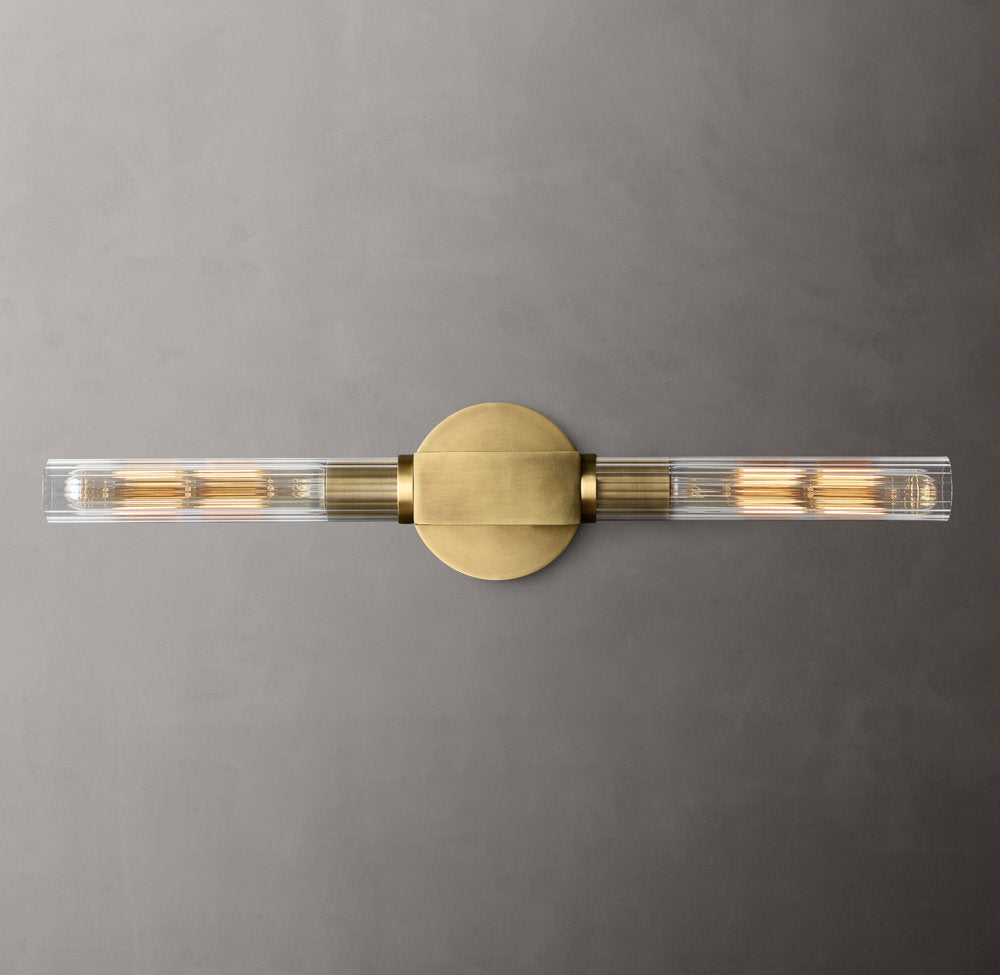 Canella Linear Wall Sconce – Brass Ribbed Glass Linear Wall Lighting Fixture