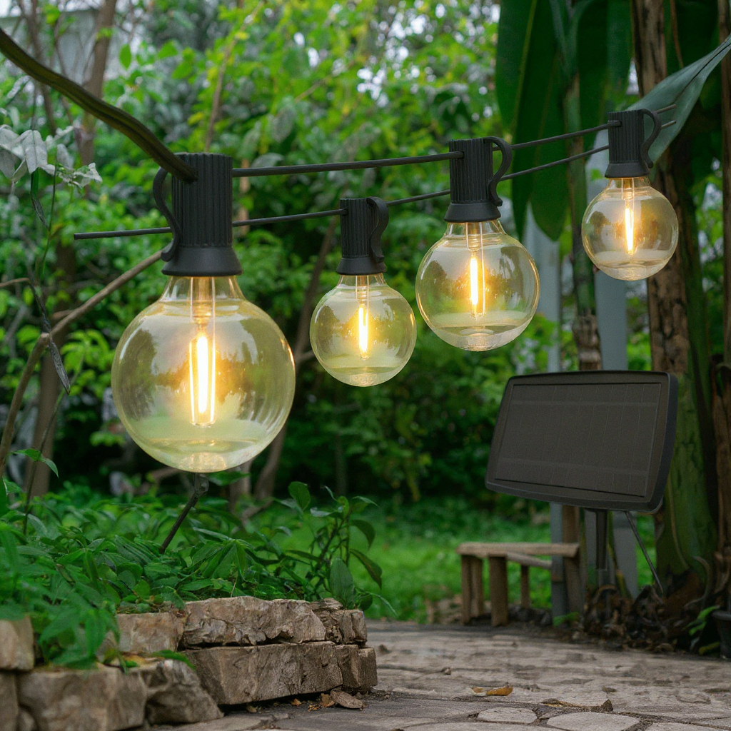 Meadow Globe String Lights – LED Outdoor Festoon String Lighting Fixture Solar USB