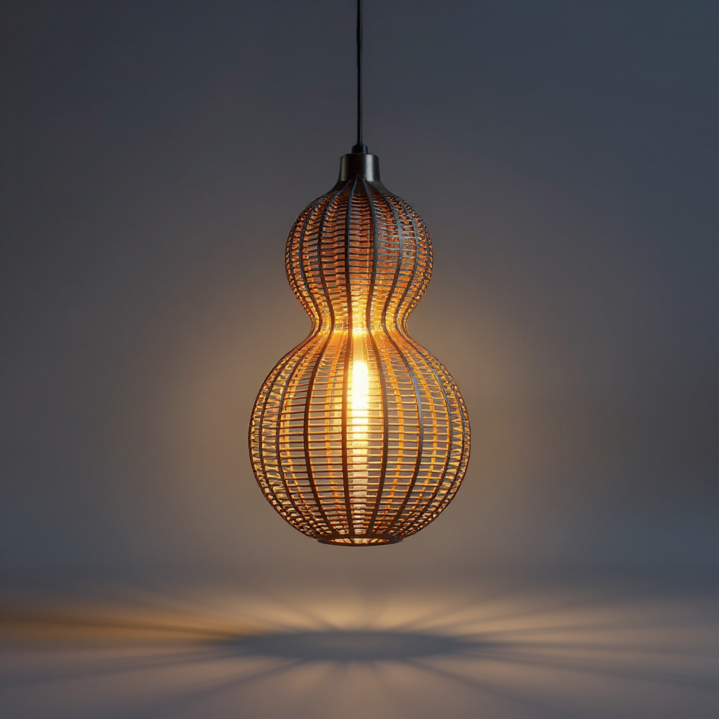 Handwoven Rattan Sconce Light – Bohemian Gourd Outdoor Indoor Fixture with Warm Ambient Glow