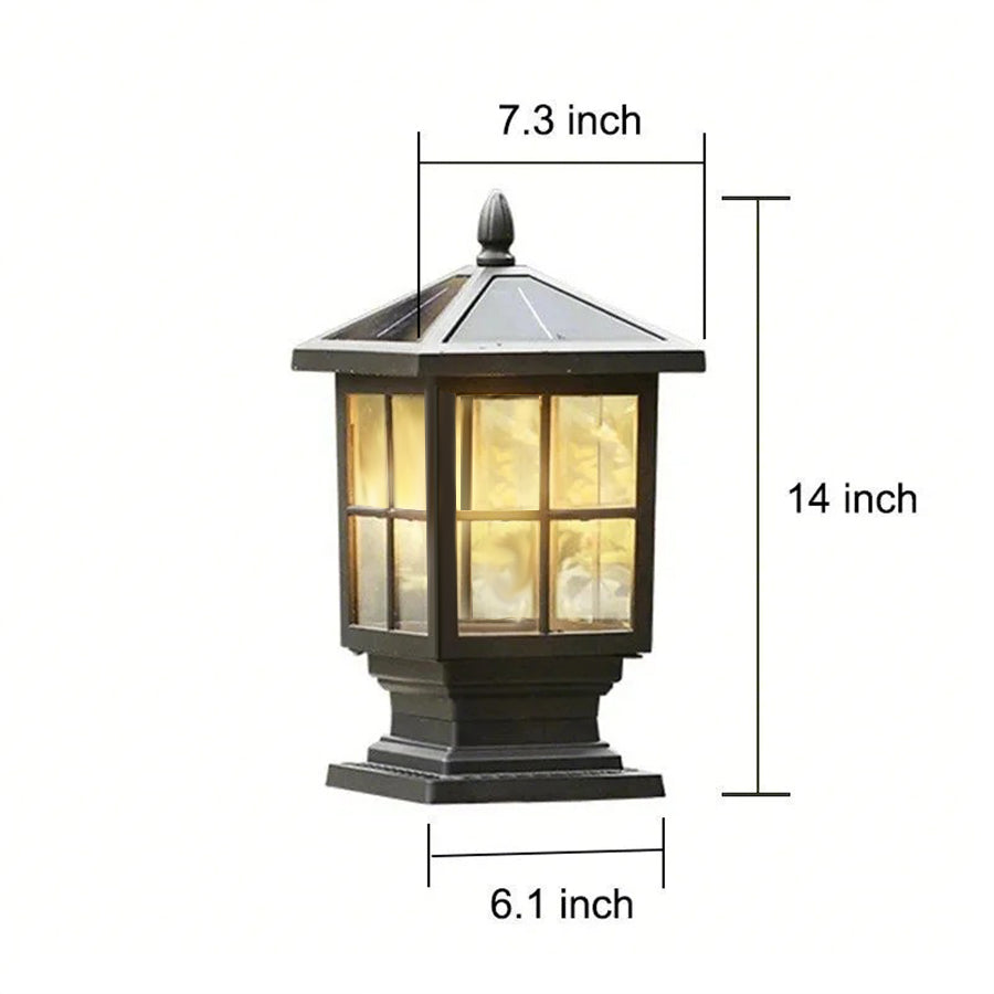 Classic Solar Lantern Pillar Lights for Gate Entrances – Waterproof LED Outdoor Fixtures