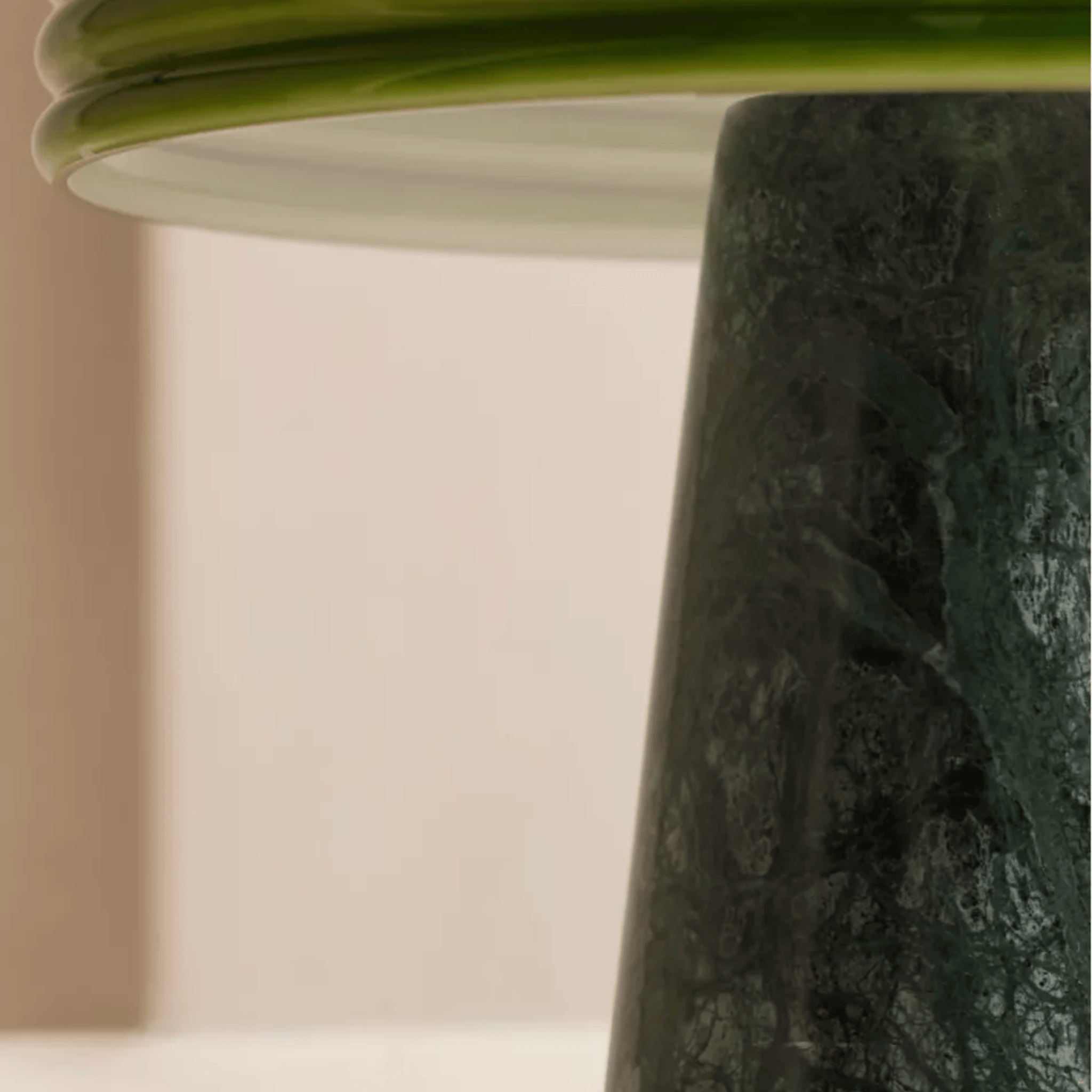 Verdea Mushroom Table Lamp – Green Marble Base White Glass Dome Decorative Lighting Living Room Bedroom