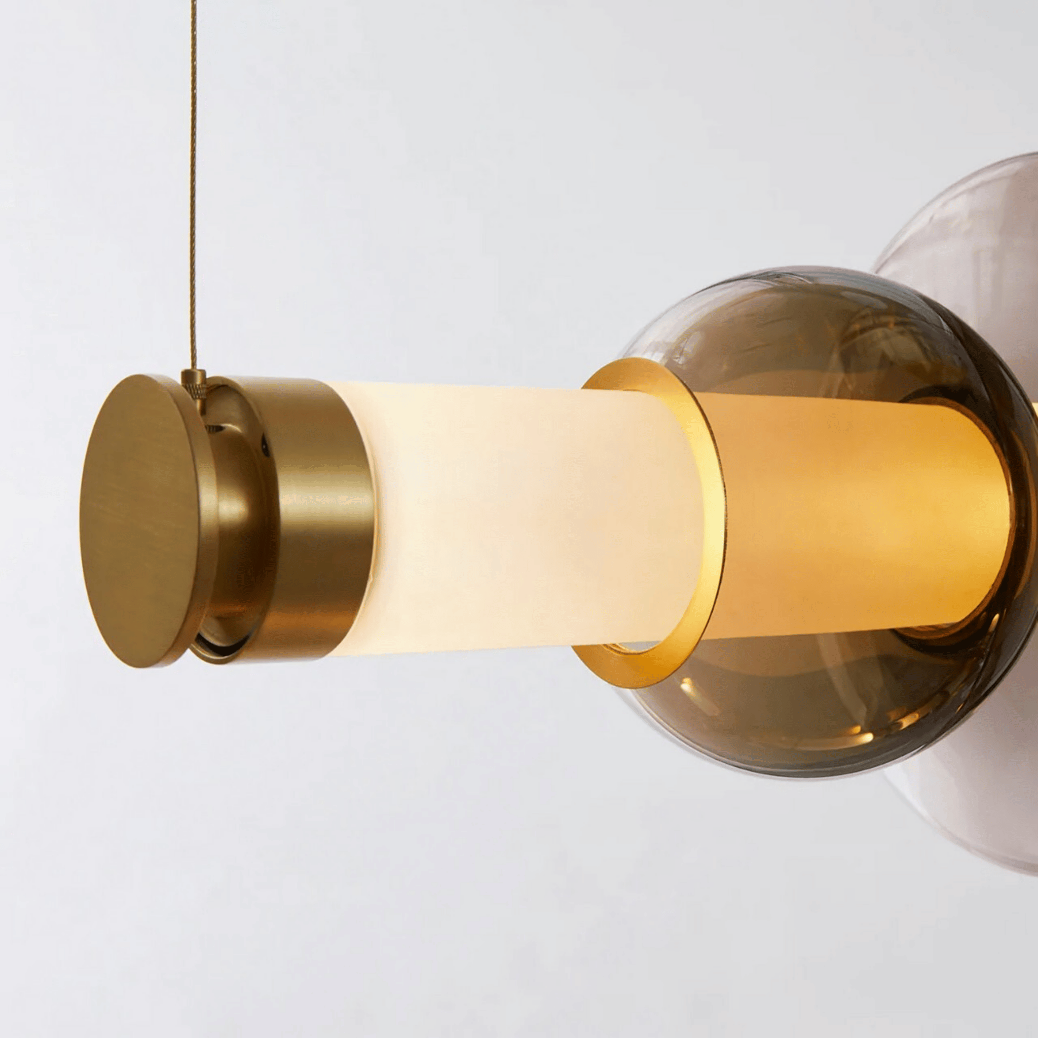 Solvant Linear Pendant Light – Modern Brass Gold Glass Chandelier Dining Room Kitchen Island