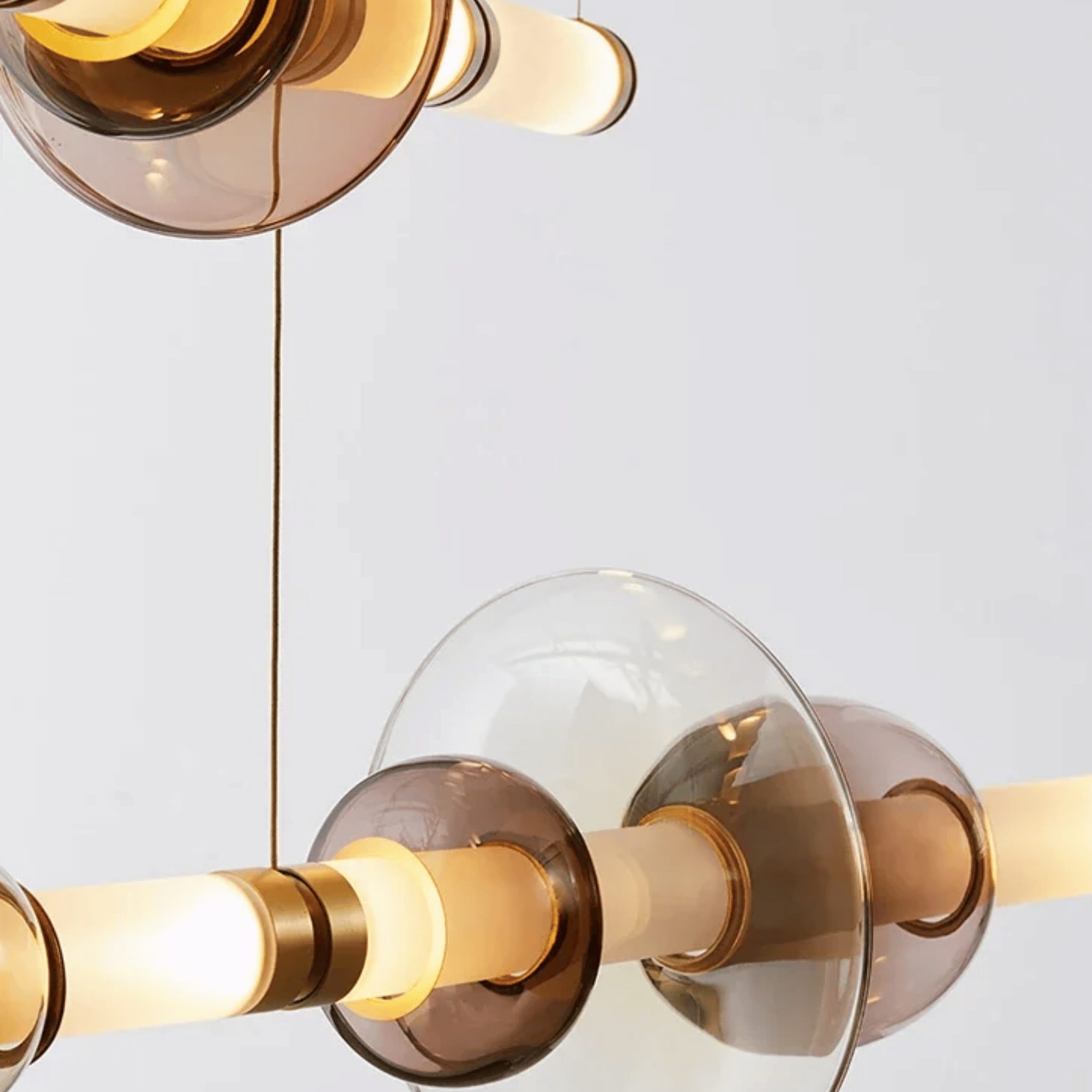Solvant Linear Pendant Light – Modern Brass Gold Glass Chandelier Dining Room Kitchen Island