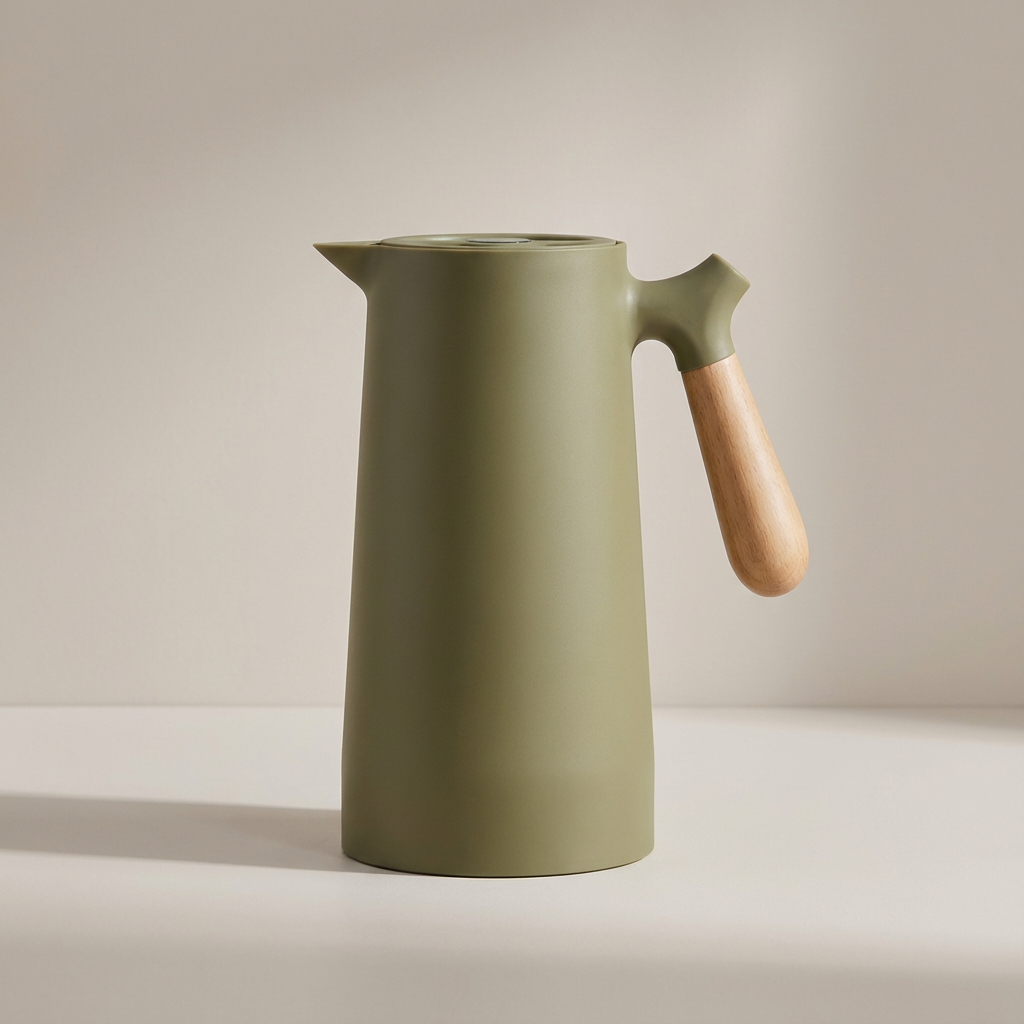 Olivren Thermal Carafe – Insulated Coffee Carafe Vacuum Beverage Dispenser Wooden Handle