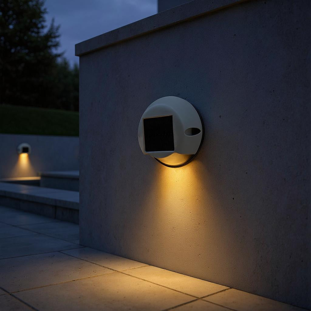 Circular Solar Step Wall Lights for Stairs and Pathways – Waterproof LED Outdoor Landscape Fixtures