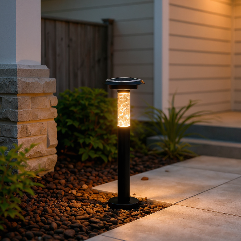Aurora Crackle Solar Pathway Light – Waterproof LED Outdoor Landscape Bollard