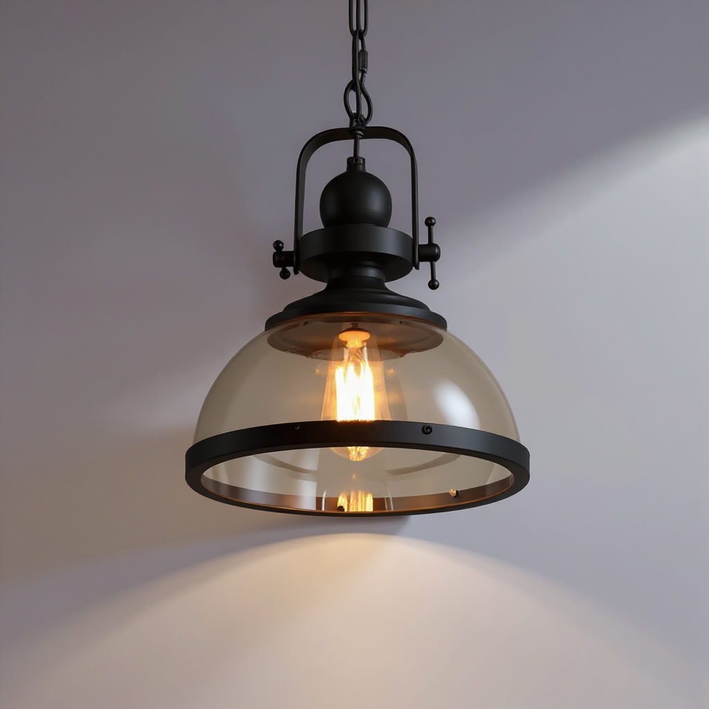 Harbor Dome Pendant Light – Vintage Glass Hanging Ceiling Fixture