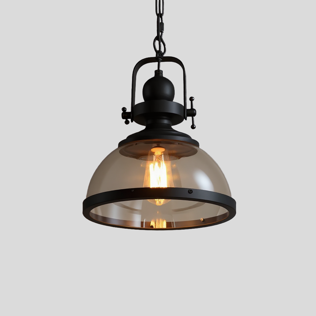 Harbor Dome Pendant Light – Vintage Glass Hanging Ceiling Fixture