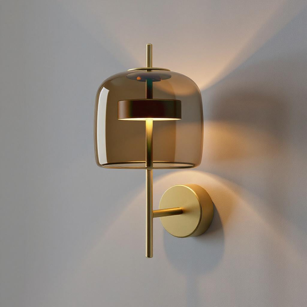 Modern Glass Globe Wall Lamp – Brass Rod Geometric Accent Light