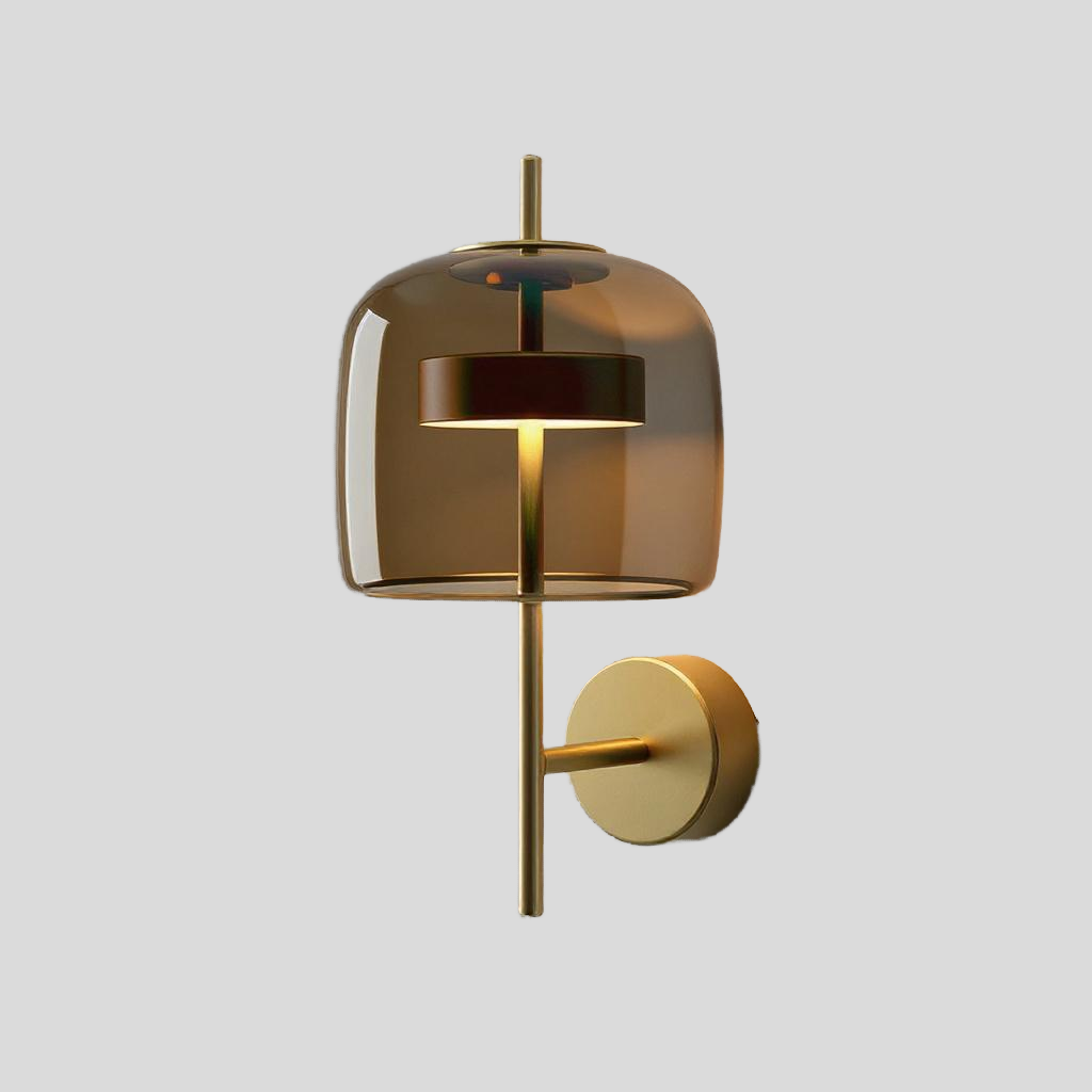 Modern Glass Globe Wall Lamp – Brass Rod Geometric Accent Light