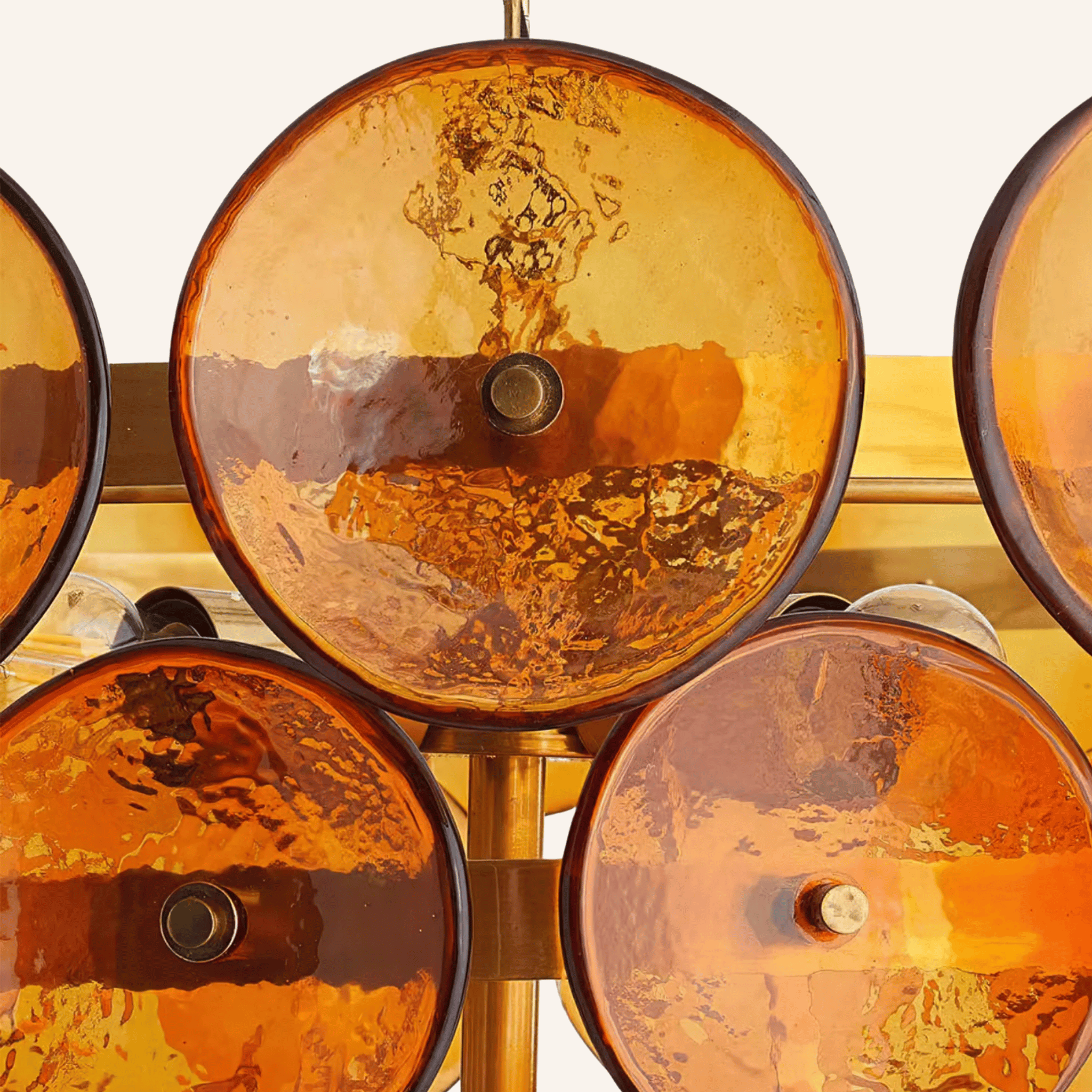 Velari Disc Chandelier – Amber Glass Pendant Light Dining Room Living Room Modern Decorative Lighting