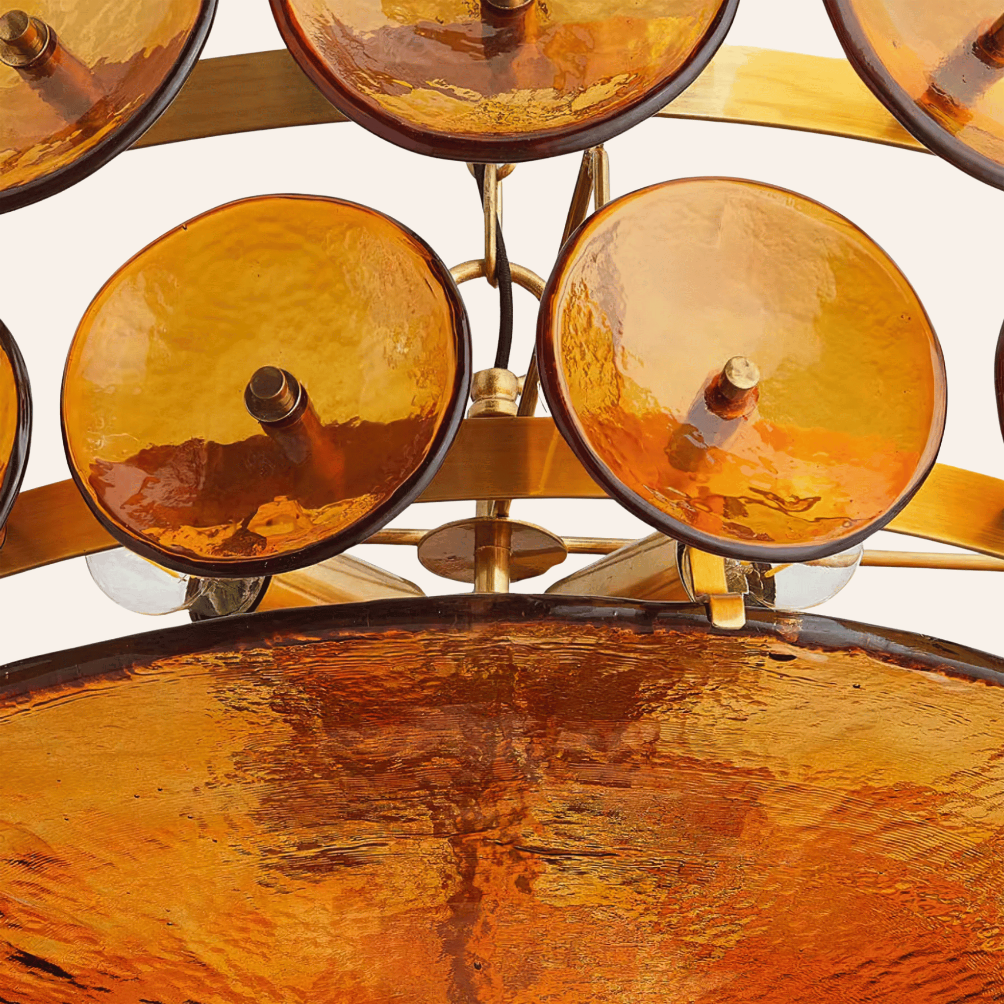 Velari Disc Chandelier – Amber Glass Pendant Light Dining Room Living Room Modern Decorative Lighting