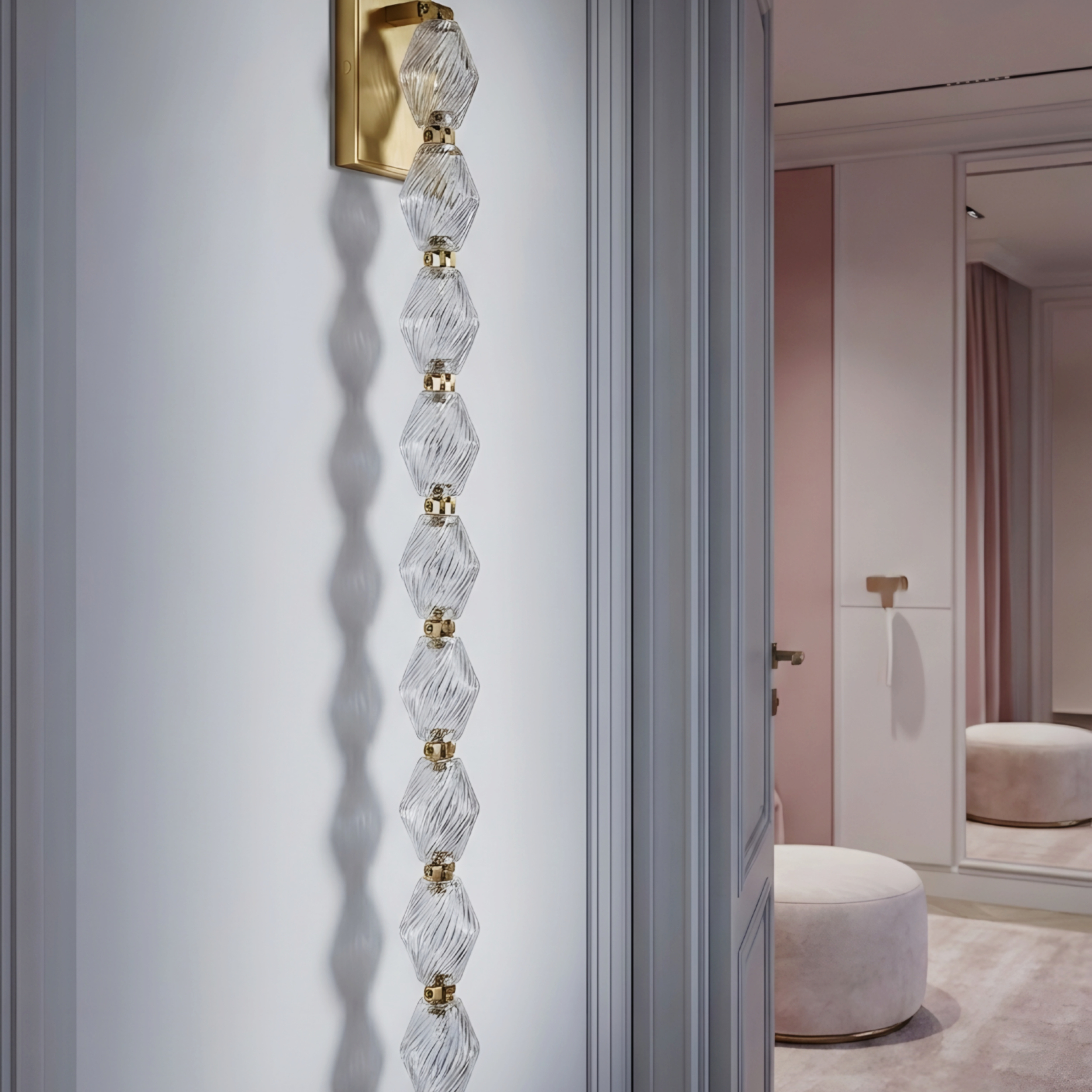 Aurelia Stacked Glass Wall Lamp – Modern Gold Vertical Bathroom Vanity Sconce Fixture