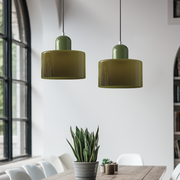 Glass Cylinder Pendant Light – Modern Colourful Hanging Fixture
