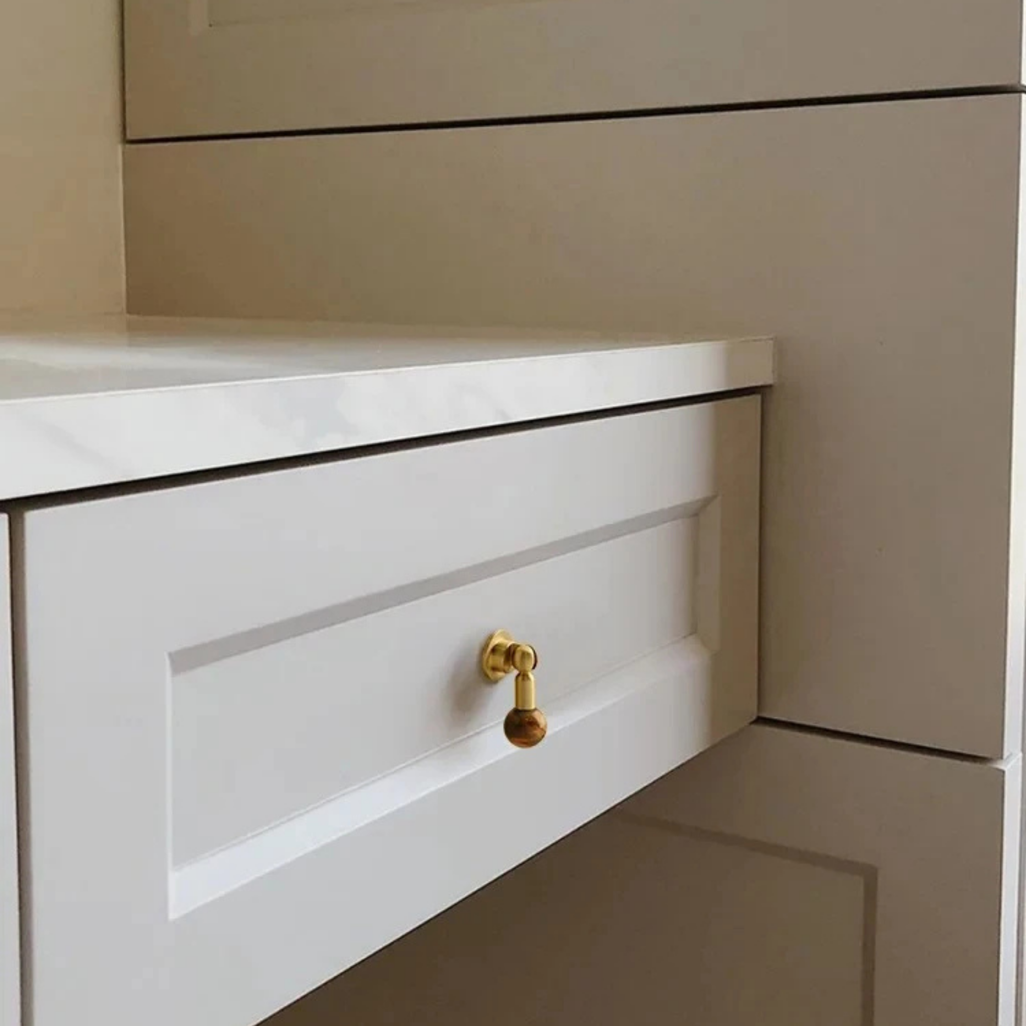 Meridio Sphere Cabinet Knob – Brass Wood Ball Hardware Drawer Pull Kitchen Bathroom Furniture Handles