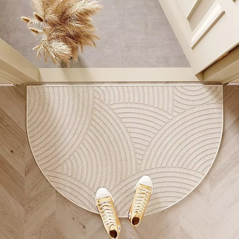 Linova Semicircle Doormat – Geometric Textured Entry Rug Modern Indoor Outdoor Non-Slip Entryway