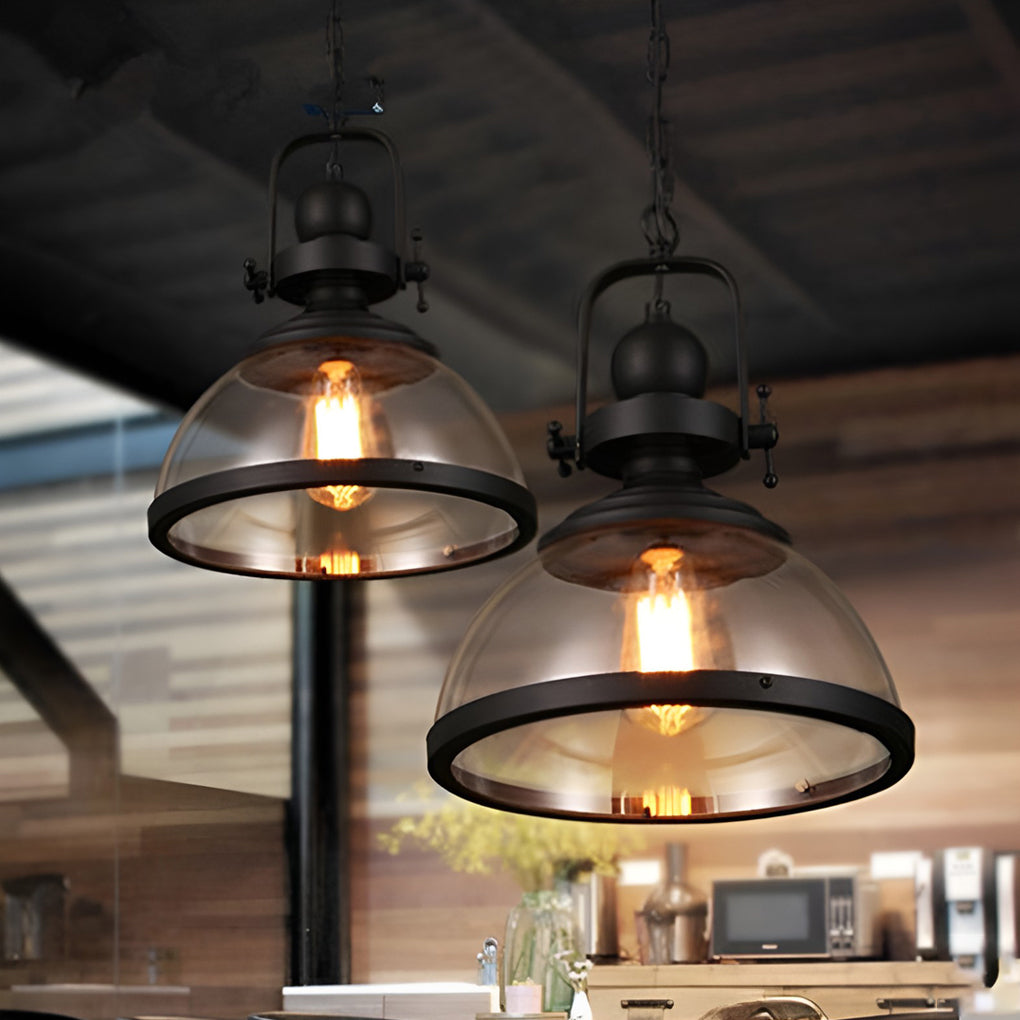 Harbor Dome Pendant Light – Vintage Glass Hanging Ceiling Fixture