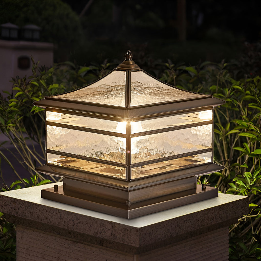 Textured Glass LED Pillar Lights – Waterproof Outdoor Fixtures