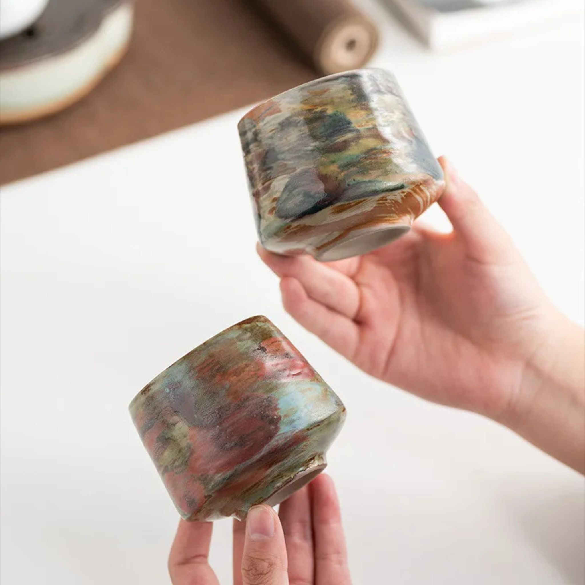 Paloma Ceramic Cup – Handcrafted Reactive Glaze Coffee Mug Latte Cup Artisan Pottery Drinkware