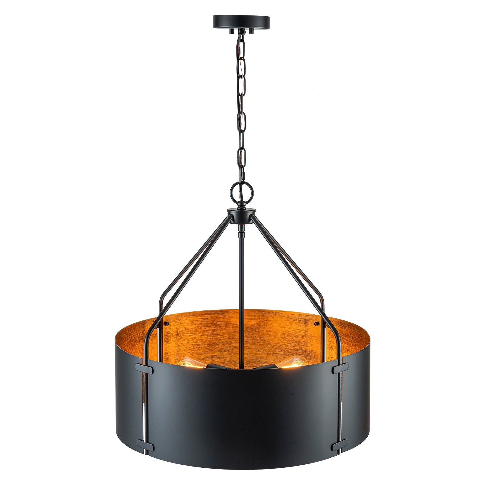 Bravon Drum Pendant Light – Industrial Bronze Metal Hanging Dining Room Ceiling Fixture