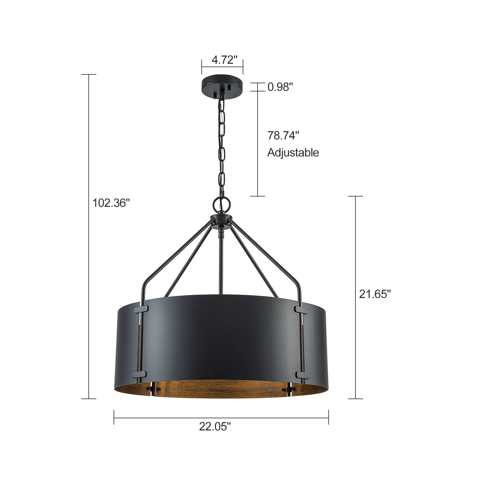 Bravon Drum Pendant Light – Industrial Bronze Metal Hanging Dining Room Ceiling Fixture