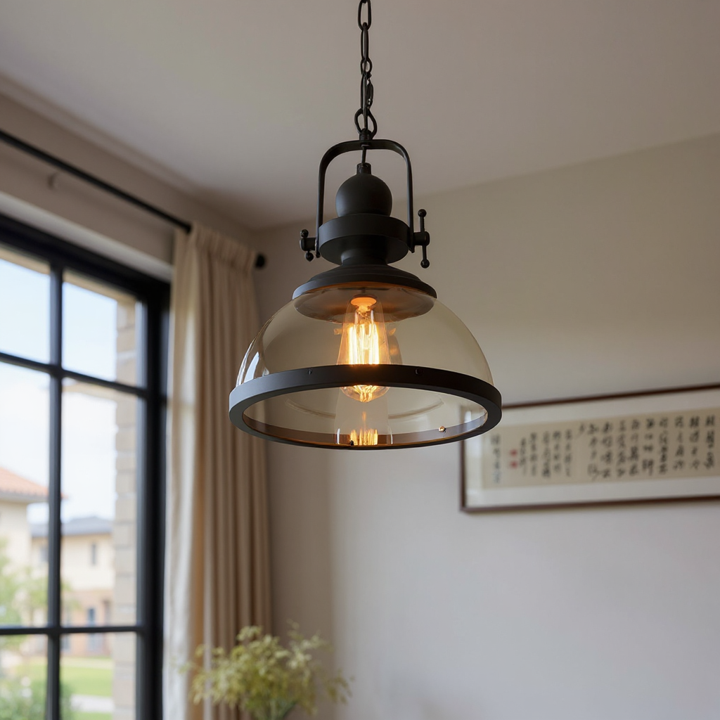 Harbor Dome Pendant Light – Vintage Glass Hanging Ceiling Fixture