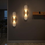 Modern Marble Wall Sconce – Luxury Gold Brass Cylindrical Fixture