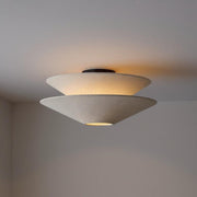 Dual Cone Flush Mount Ceiling Light – Fabric Layered Modern Fixture