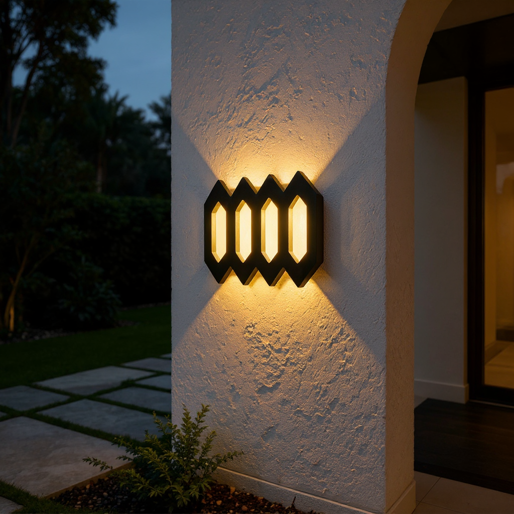 Hexa Shield Wall Lamp – LED Outdoor Geometric Wall Lighting Fixture