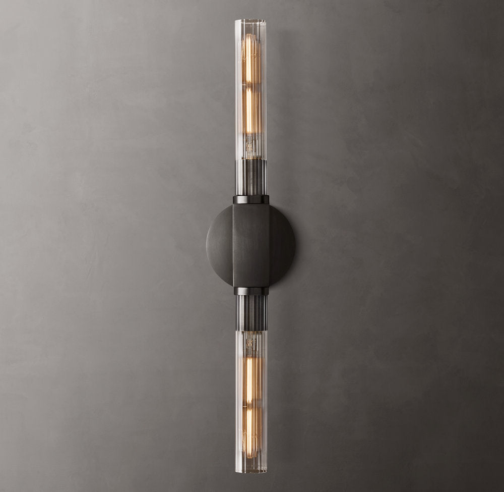 Canella Linear Wall Sconce – Brass Ribbed Glass Linear Wall Lighting Fixture