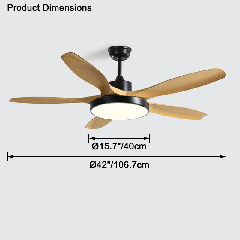 Breckton Ceiling Fan Light – Modern Wood Blade LED Living Room Bedroom Decorative Lighting Fixture Green