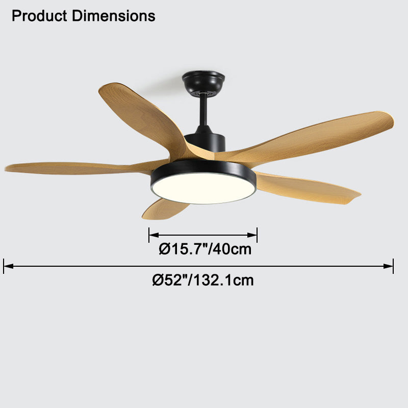Breckton Ceiling Fan Light – Modern Wood Blade LED Living Room Bedroom Decorative Lighting Fixture Green