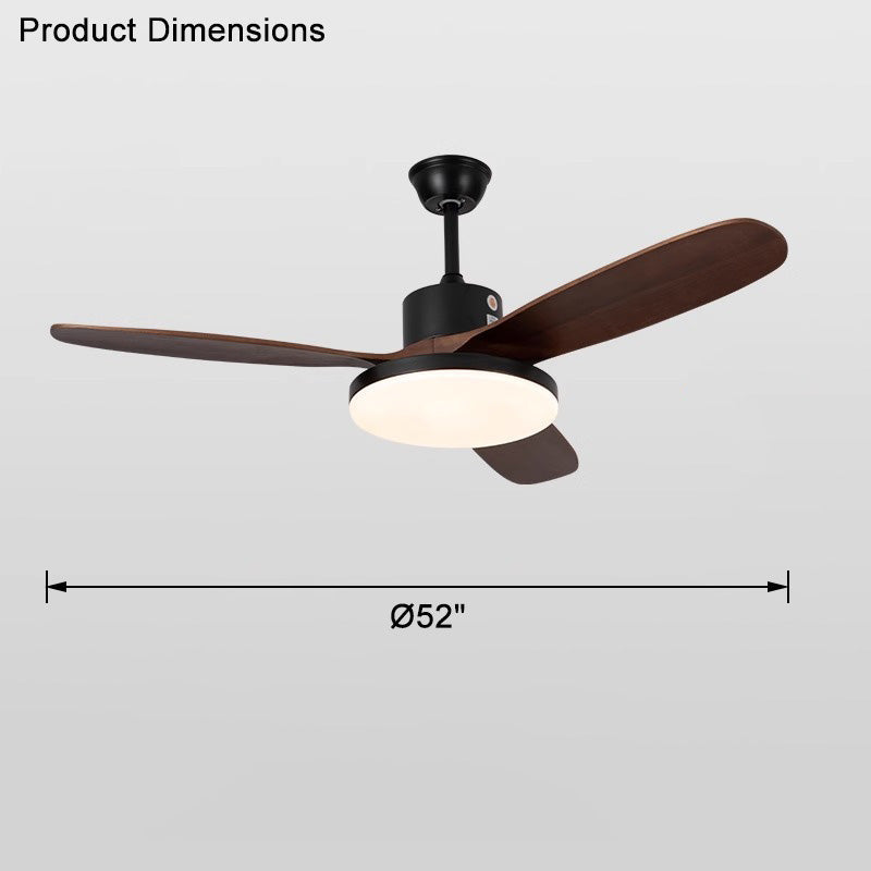 Hexton Modern Ceiling Fan – LED Integrated Light Wood Blade Black Finish Living Room Bedroom Decorative Lighting