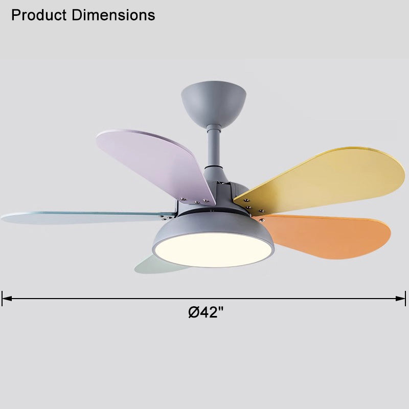 Paletto Multicolor Ceiling Fan – LED Light Kids Bedroom Playroom Modern Remote Control Quiet