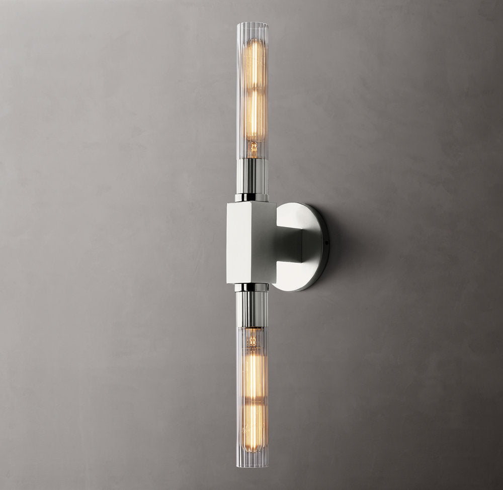 Canella Linear Wall Sconce – Brass Ribbed Glass Linear Wall Lighting Fixture