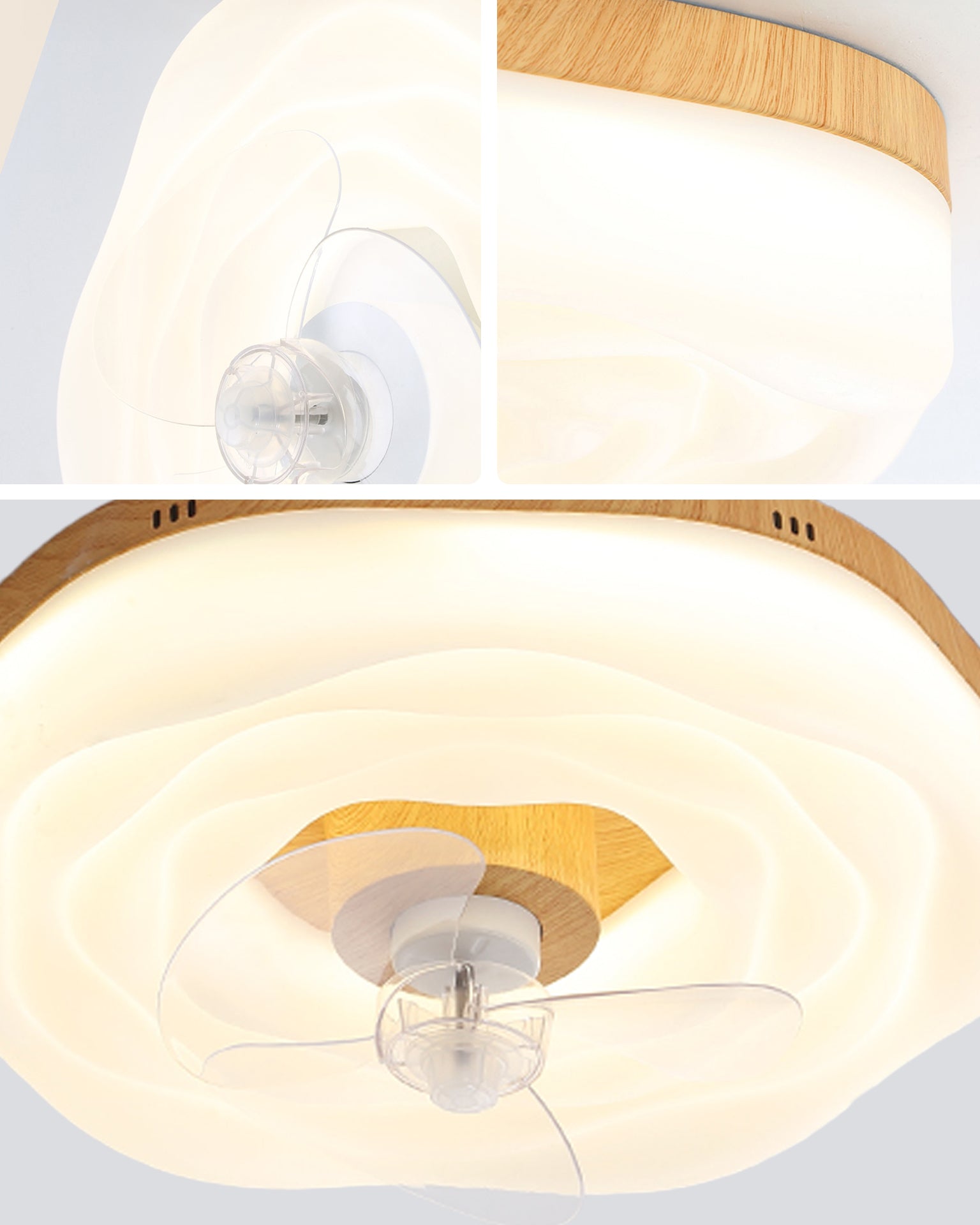 Ripley Wave Ceiling Fan Light – LED Flush Mount Modern Bedroom Living Room Lighting Fixture