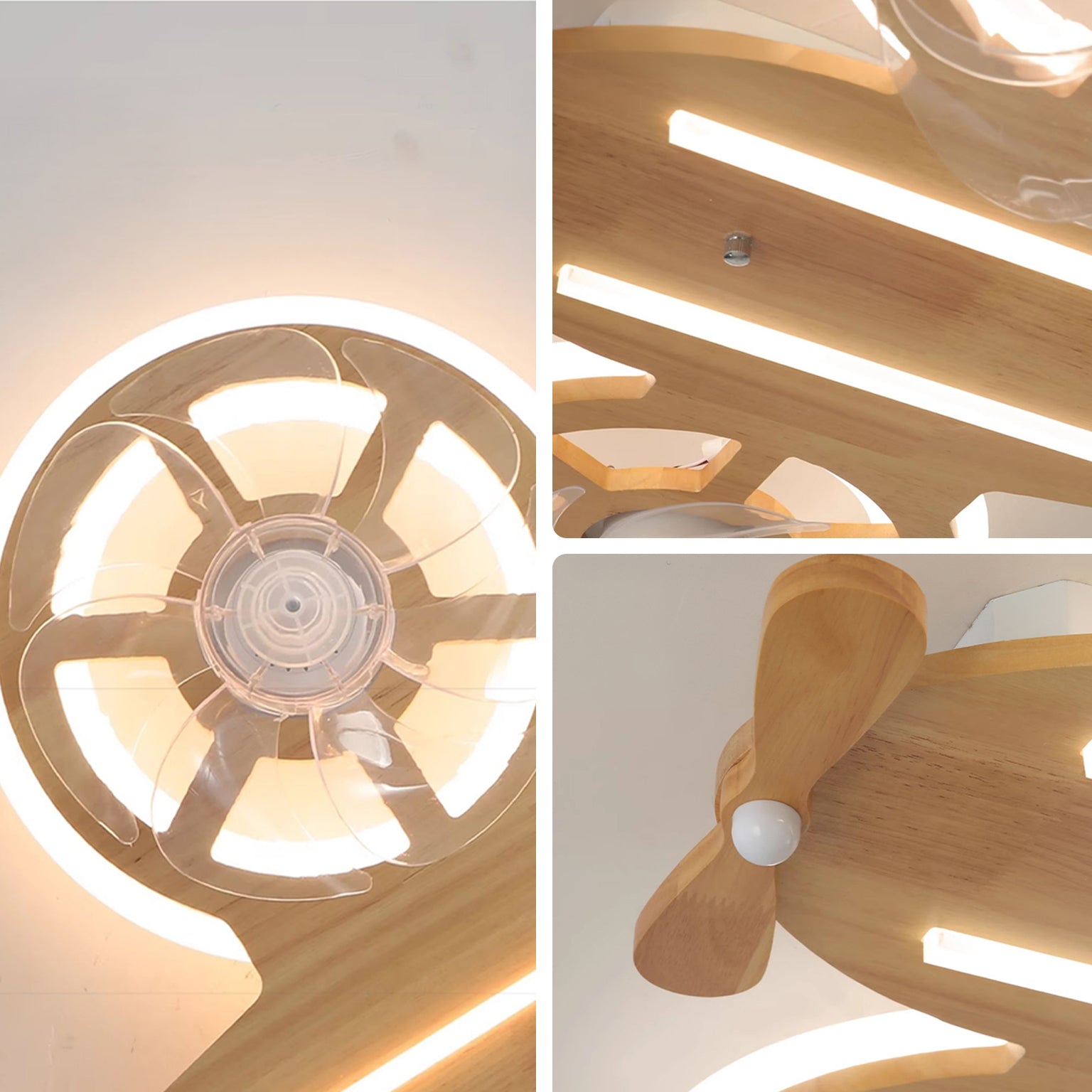 Aerovex Airplane Ceiling Fan Light – Wood Propeller Kids Room Nursery Decorative Lighting Fixture